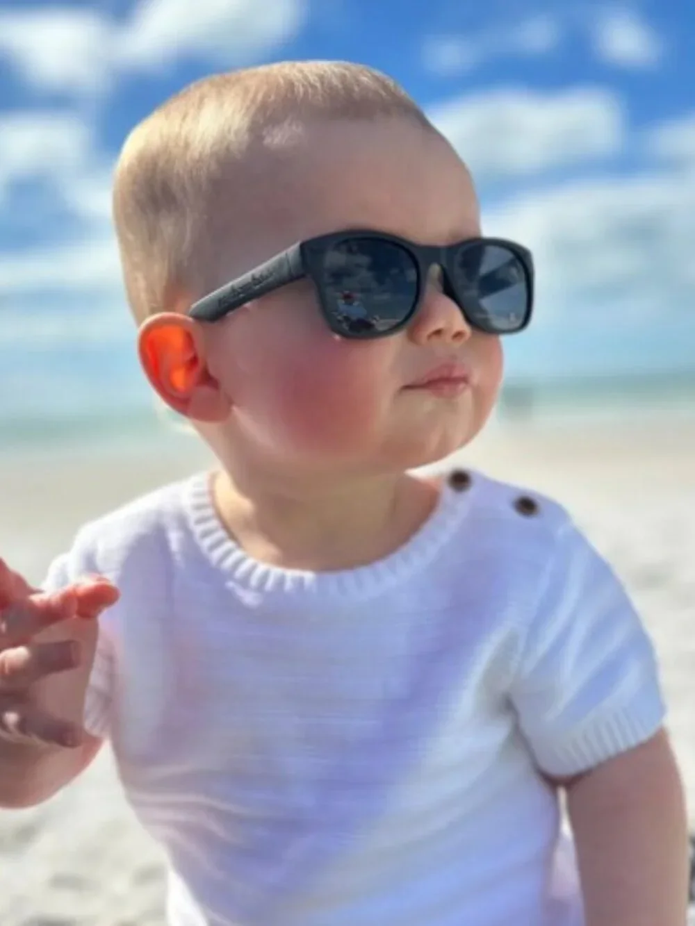 Roshambo Bueller Baby Shades with Black Frames and Grey Lenses, size 0-2